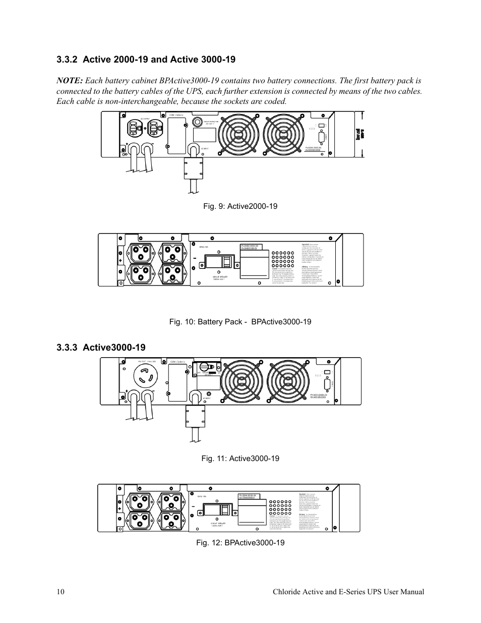 2 active 2000-19 and active 3000-19, Fig. 9: active2000-19, Fig. 10: battery pack - bpactive3000-19 | 3 active3000-19, Fig. 11: active3000 -19, Fig. 12: bpactive3000-19 | Rackmount Solutions VA 10000 User Manual | Page 14 / 58