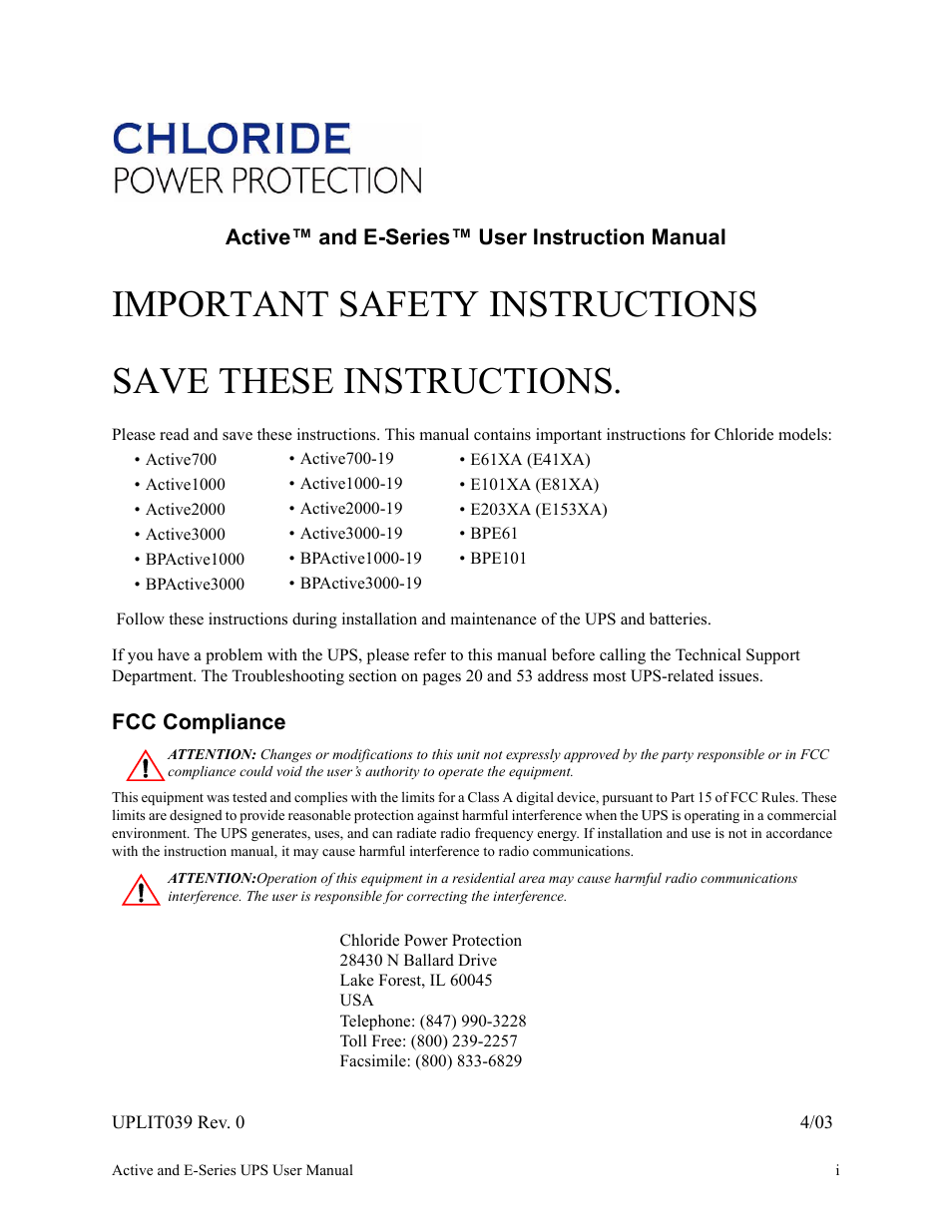 Important safety instructions, Save these instructions | Rackmount Solutions VA 10000 User Manual | Page 2 / 58