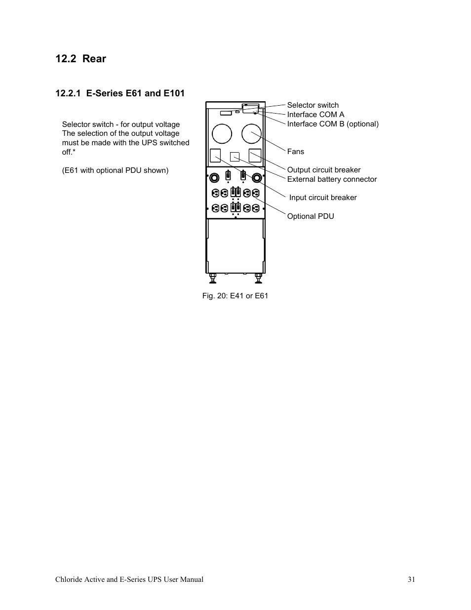 2 rear, 1 e-series e61 and e101, Fig. 20: e41 or e61 | Rackmount Solutions VA 10000 User Manual | Page 35 / 58