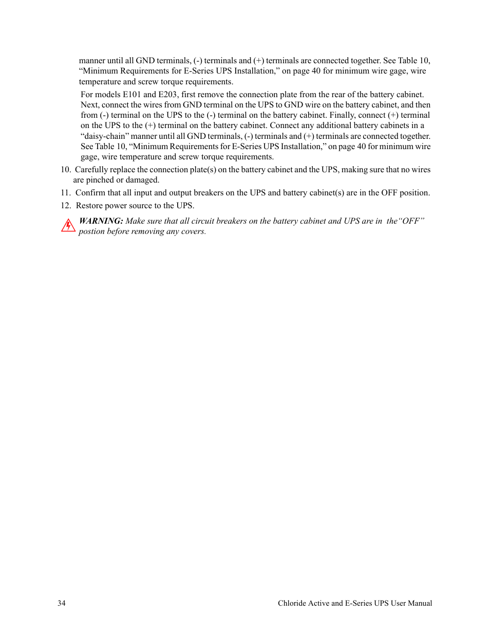 Restore power source to the ups | Rackmount Solutions VA 10000 User Manual | Page 38 / 58