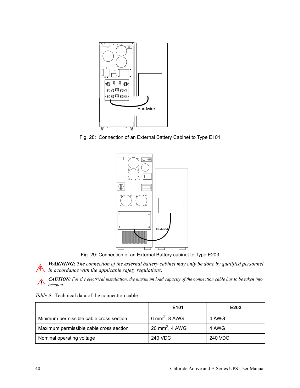 Table 9. technical data of the connection cable | Rackmount Solutions VA 10000 User Manual | Page 44 / 58