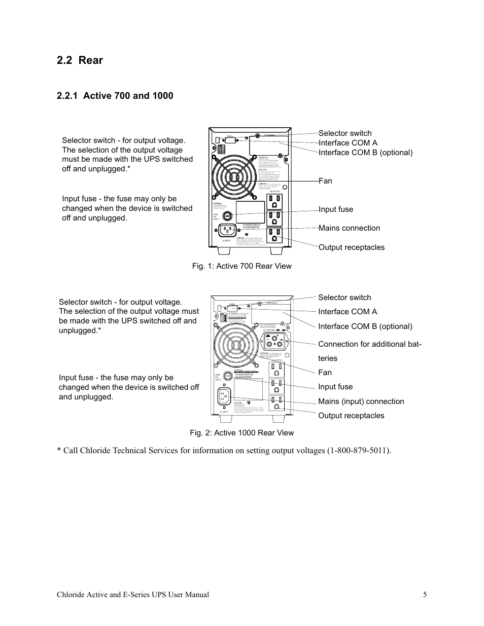 2 rear, 1 active 700 and 1000, Fig. 1: active 700 rear view | Fig. 2: active 1000 rear view | Rackmount Solutions VA 10000 User Manual | Page 9 / 58