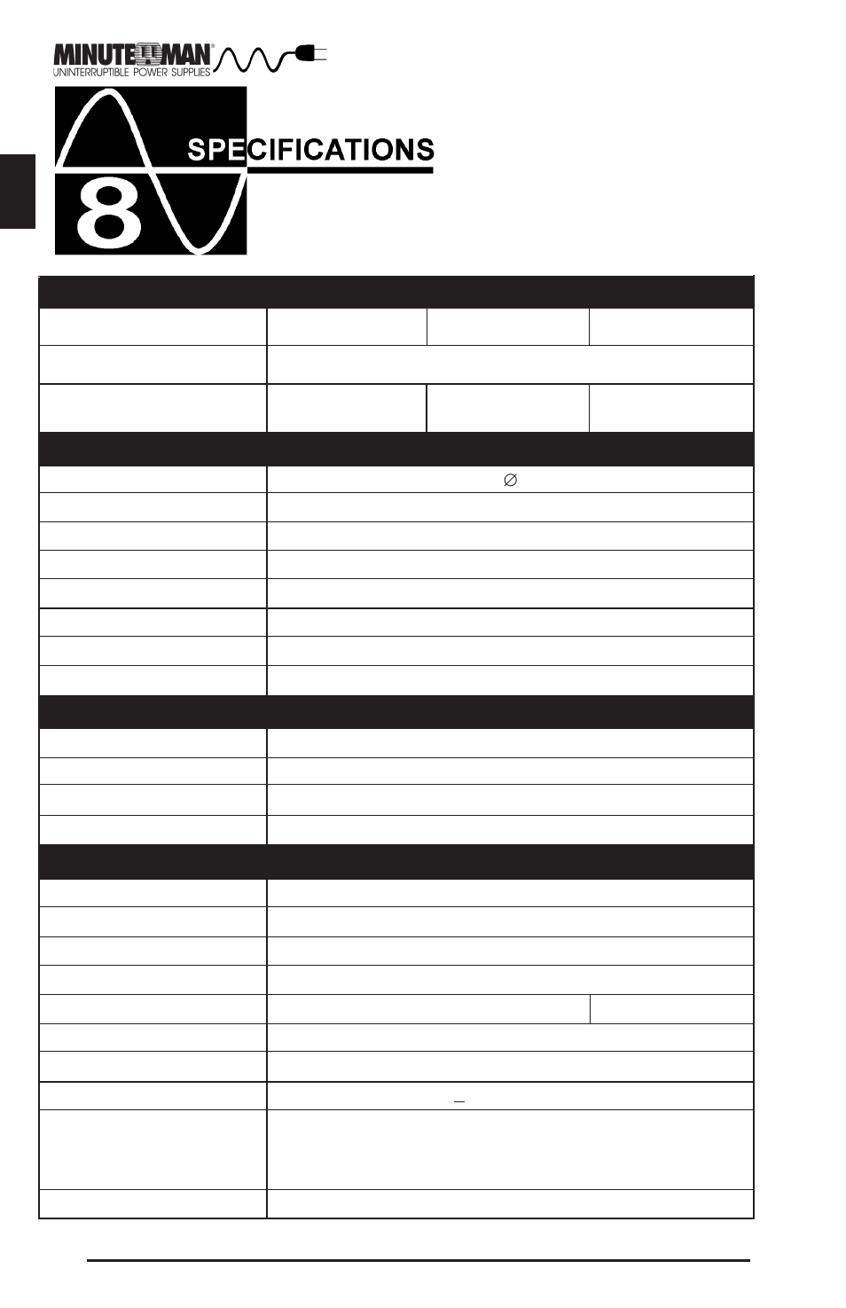 English, System specifications, Output non-battery operation input | Output battery operation | Rackmount Solutions E1000RM1U User Manual | Page 21 / 28