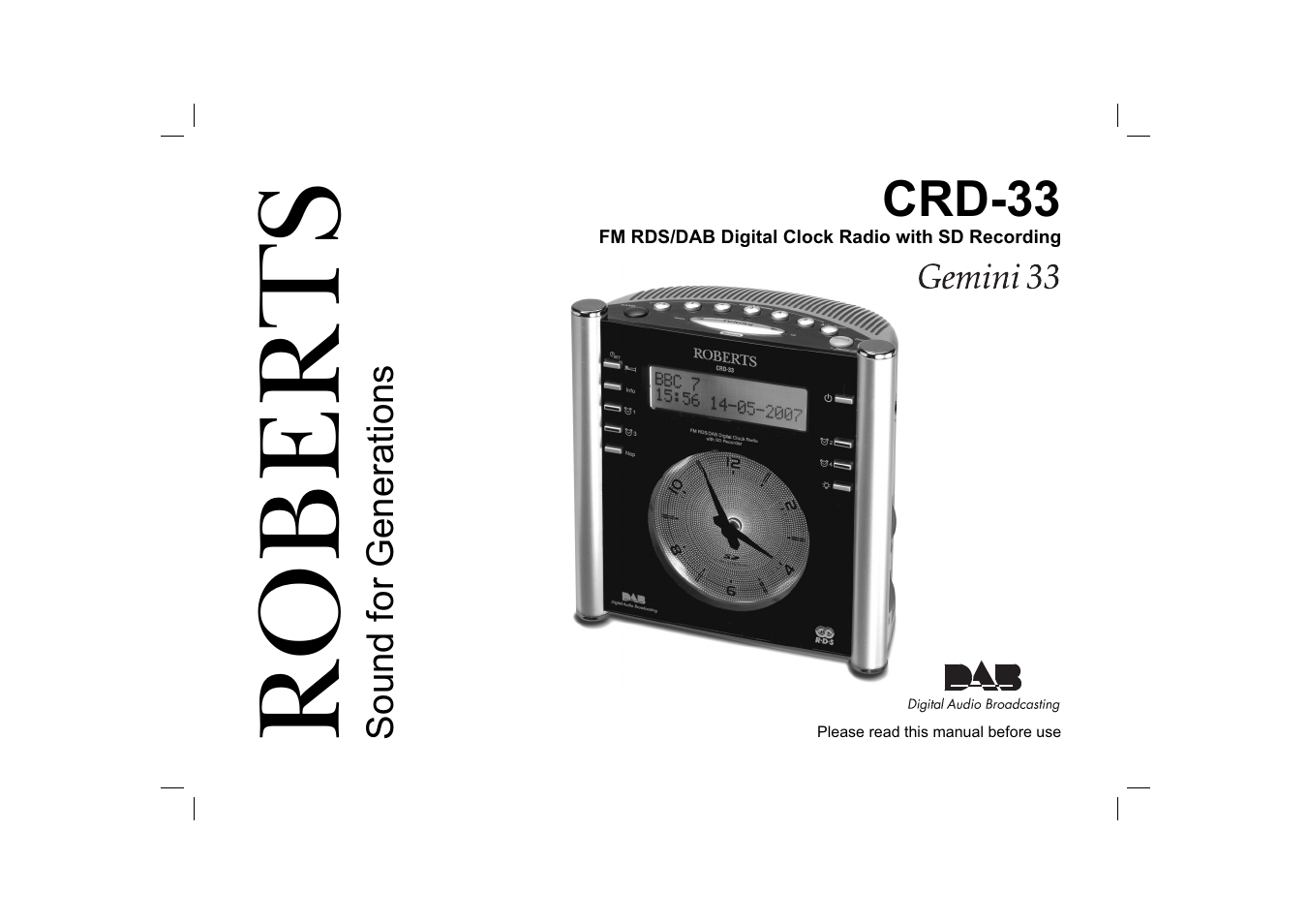 Roberts Radio Gemini 33 CRD-33 User Manual | 48 pages