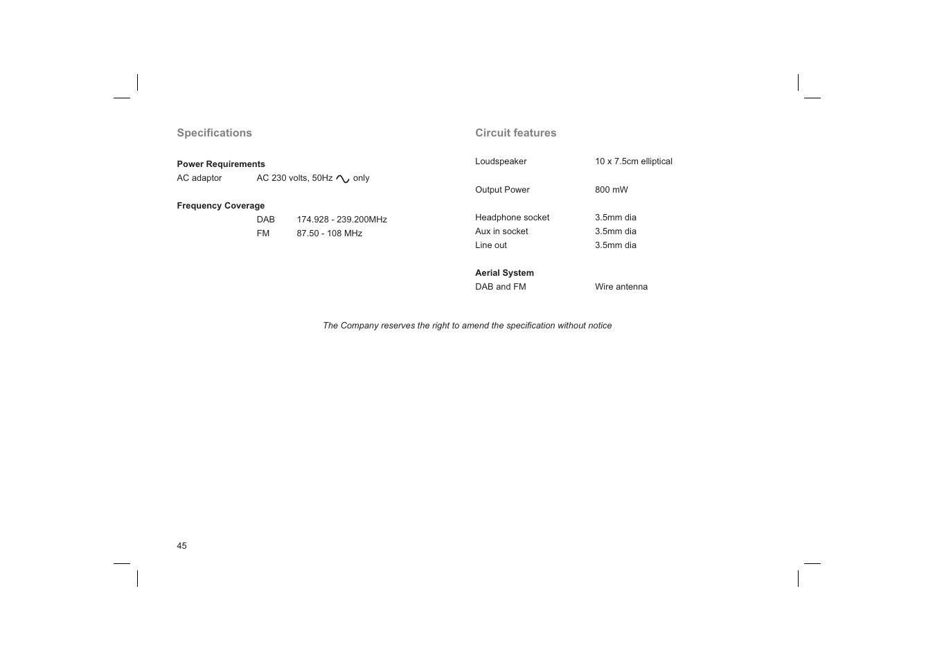 Roberts Radio Gemini 33 CRD-33 User Manual | Page 46 / 48