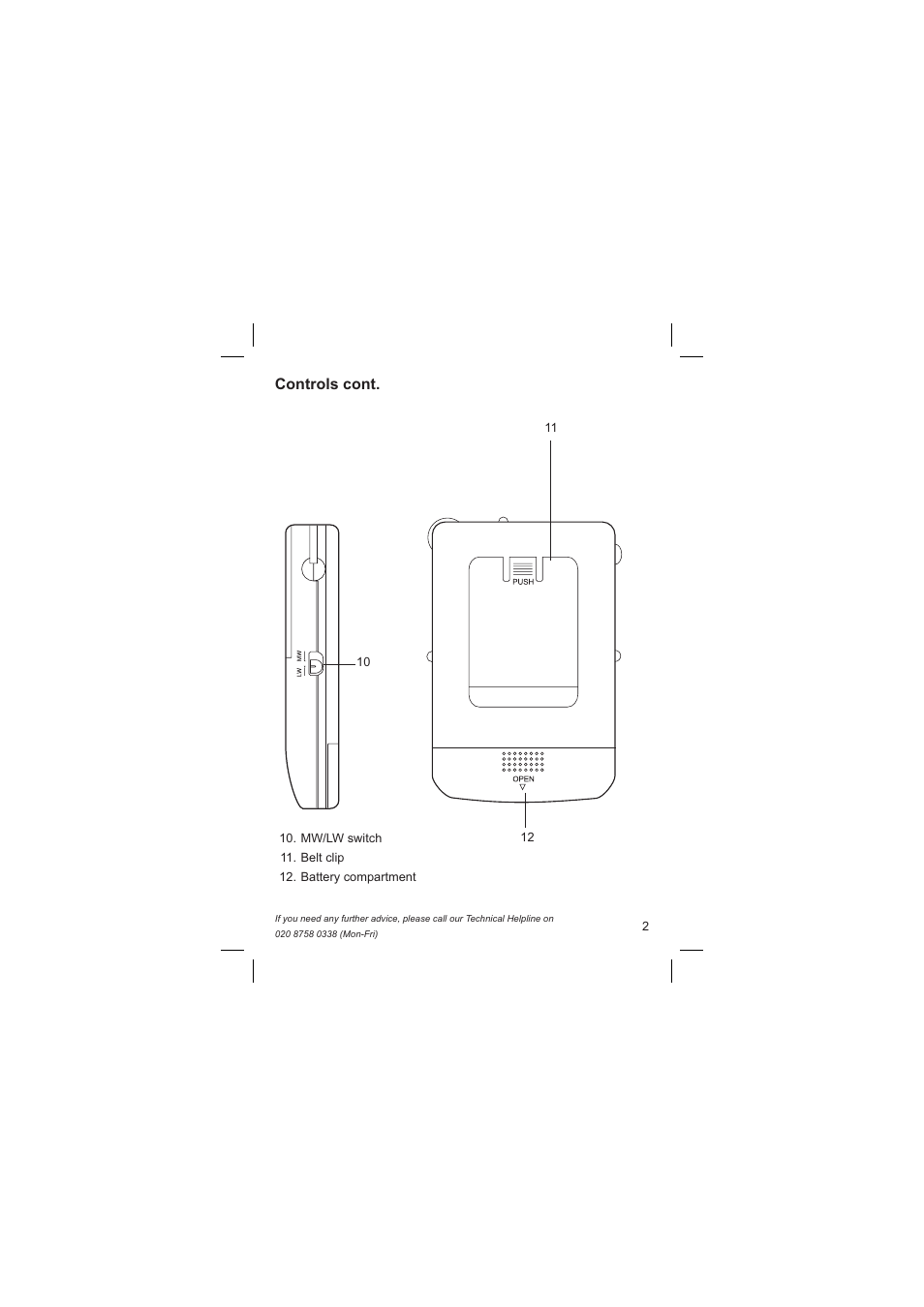 Controls cont | Roberts Radio R9994 User Manual | Page 3 / 12