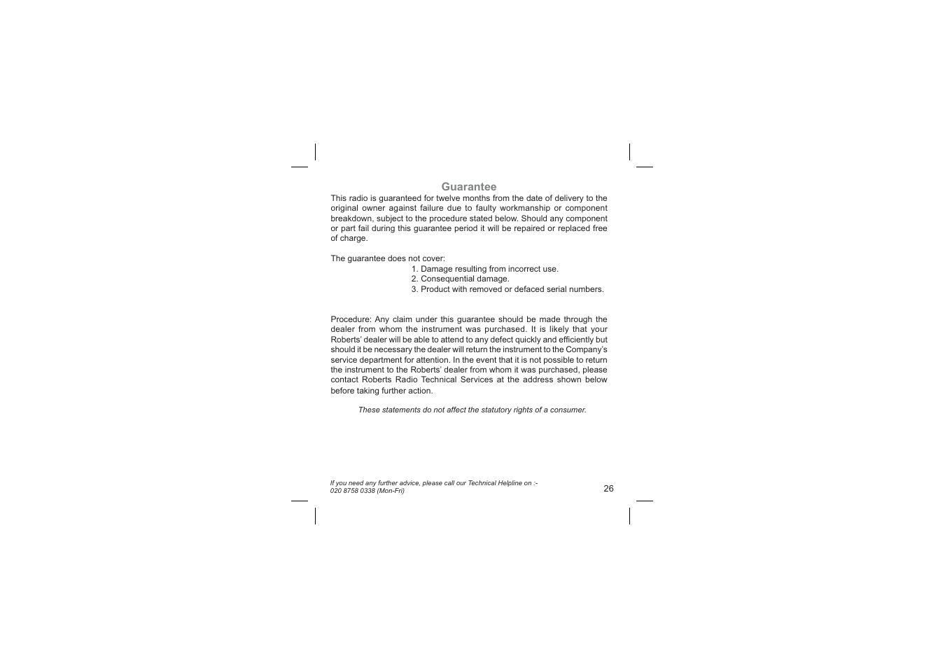 Roberts Radio R9995 User Manual | Page 27 / 28