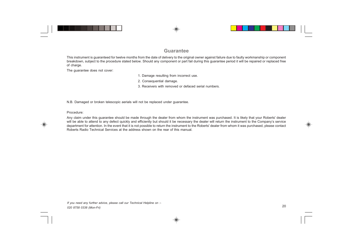 Guarantee | Roberts Radio RD-27 User Manual | Page 21 / 22