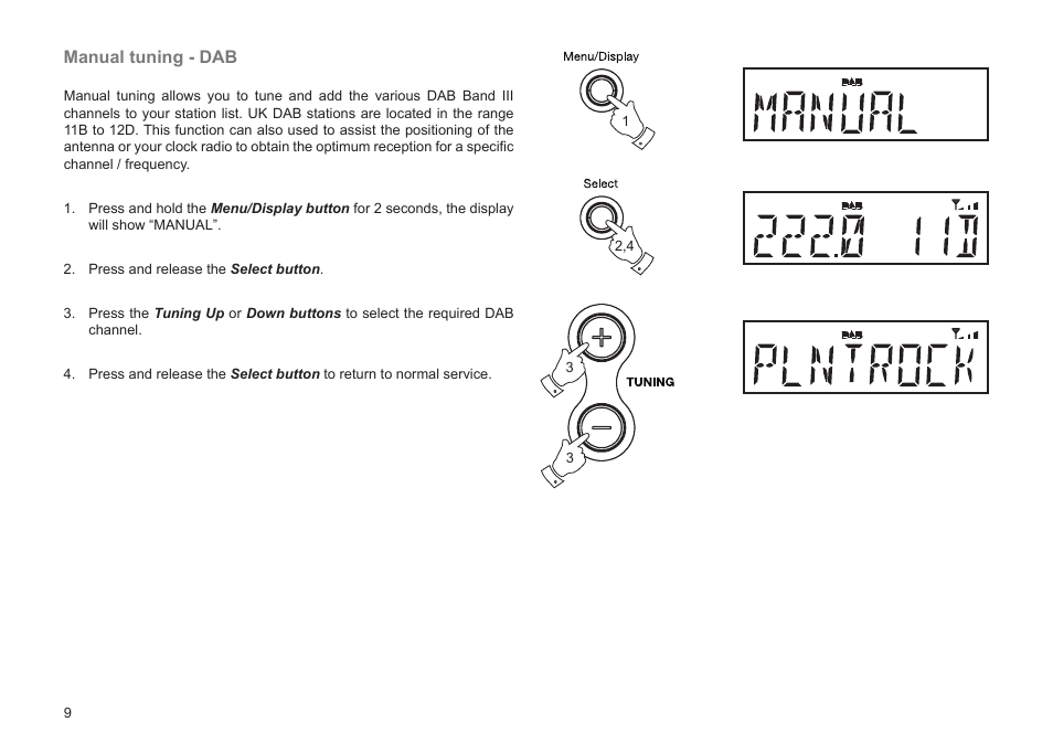 Manual tuning - dab | Roberts Radio CRD-51 User Manual | Page 10 / 32