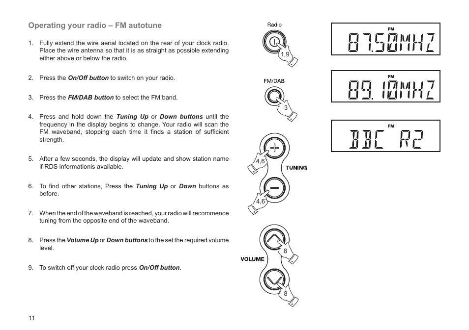 Operating your radio – fm autotune | Roberts Radio CRD-51 User Manual | Page 12 / 32