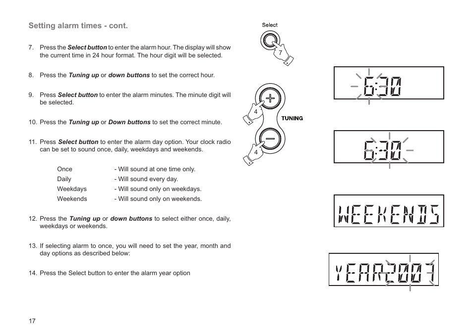 Setting alarm times - cont | Roberts Radio CRD-51 User Manual | Page 18 / 32