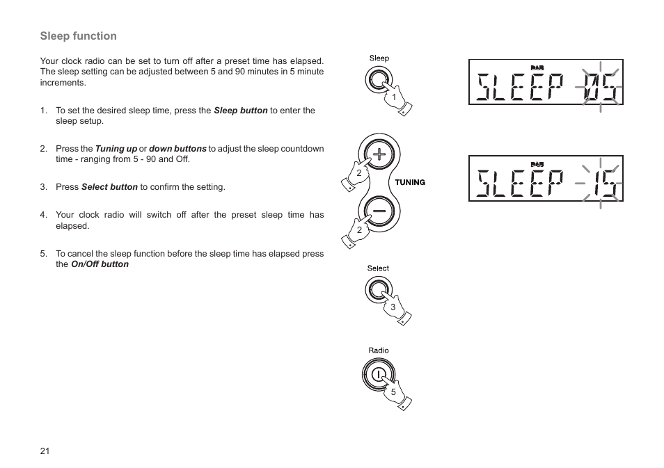 Sleep function | Roberts Radio CRD-51 User Manual | Page 22 / 32