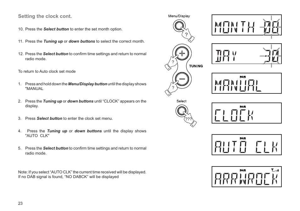 Setting the clock cont | Roberts Radio CRD-51 User Manual | Page 24 / 32