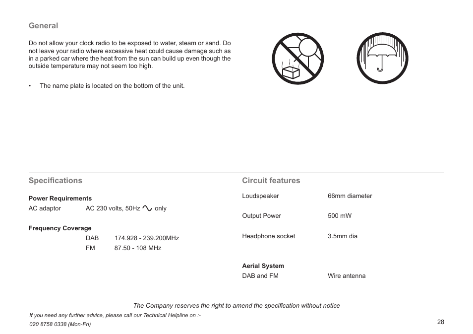 General, Specifications, Circuit features | Roberts Radio CRD-51 User Manual | Page 29 / 32
