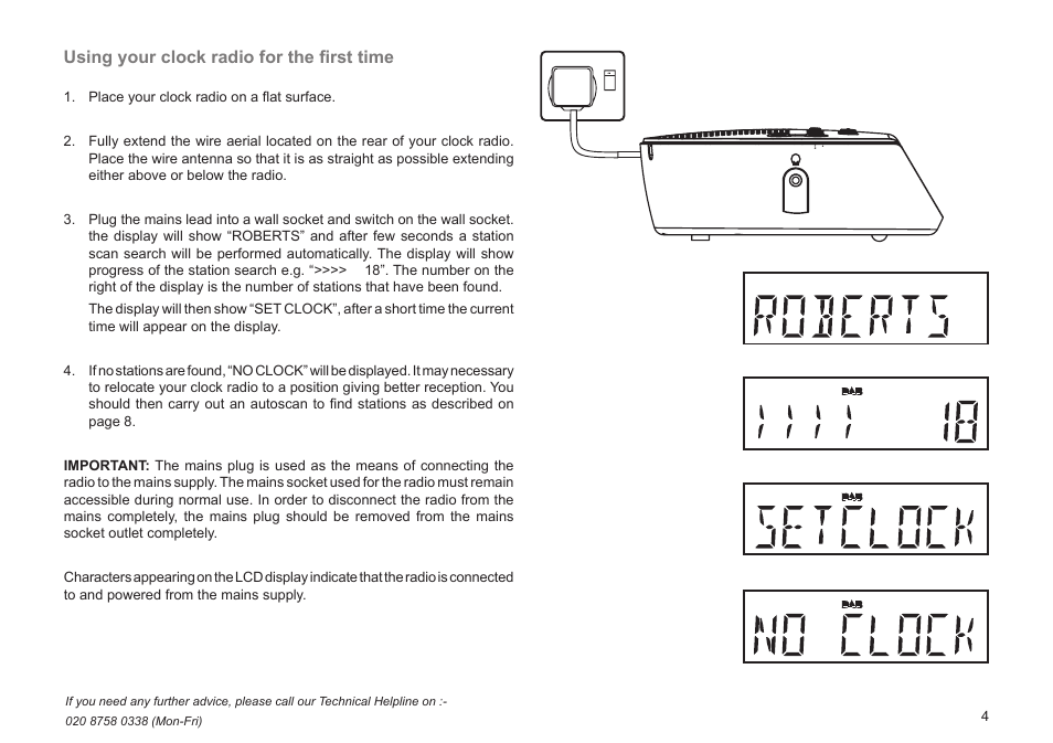 Using your clock radio for the first time | Roberts Radio CRD-51 User Manual | Page 5 / 32