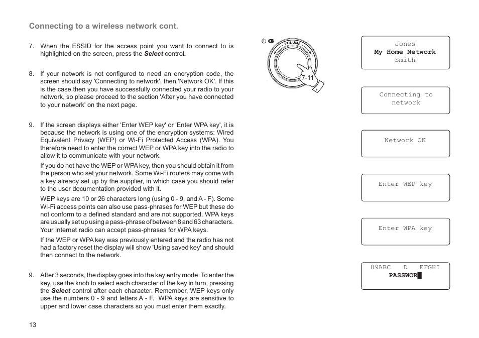 Connecting to a wireless network cont | Roberts Radio WM201 User Manual | Page 14 / 64