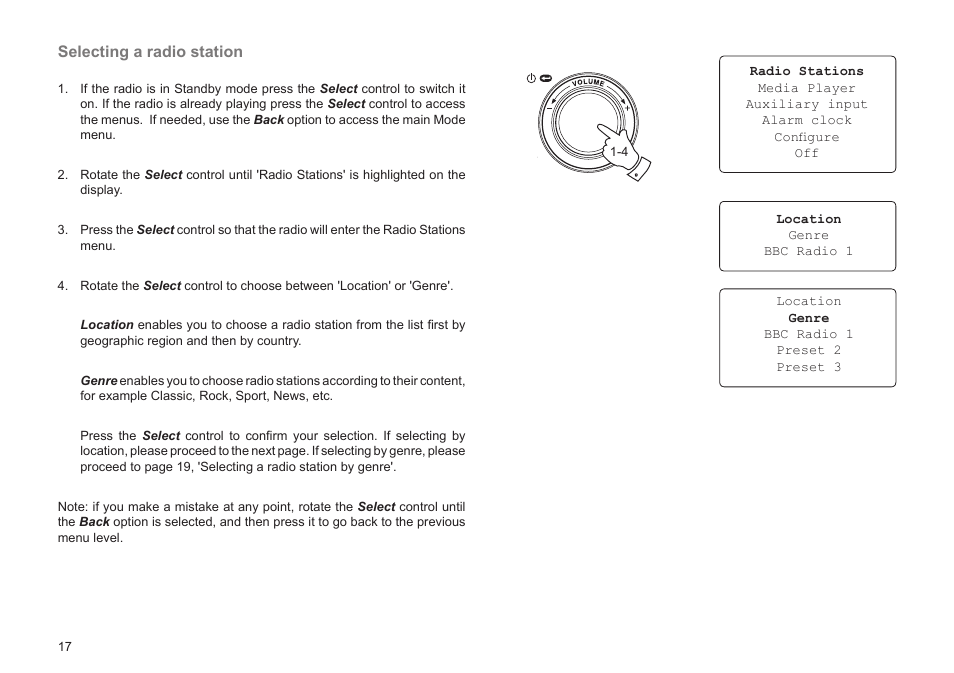 Selecting a radio station | Roberts Radio WM201 User Manual | Page 18 / 64