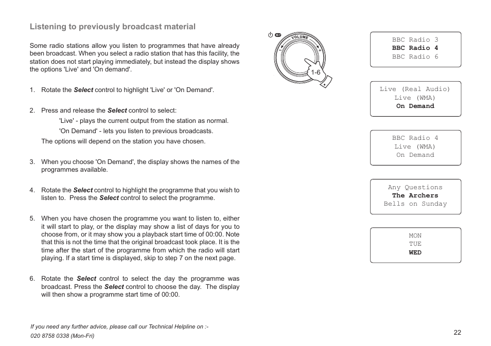 Listening to previously broadcast material | Roberts Radio WM201 User Manual | Page 23 / 64