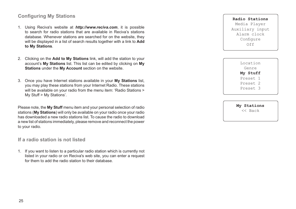 Conﬁguring my stations, If a radio station is not listed | Roberts Radio WM201 User Manual | Page 26 / 64