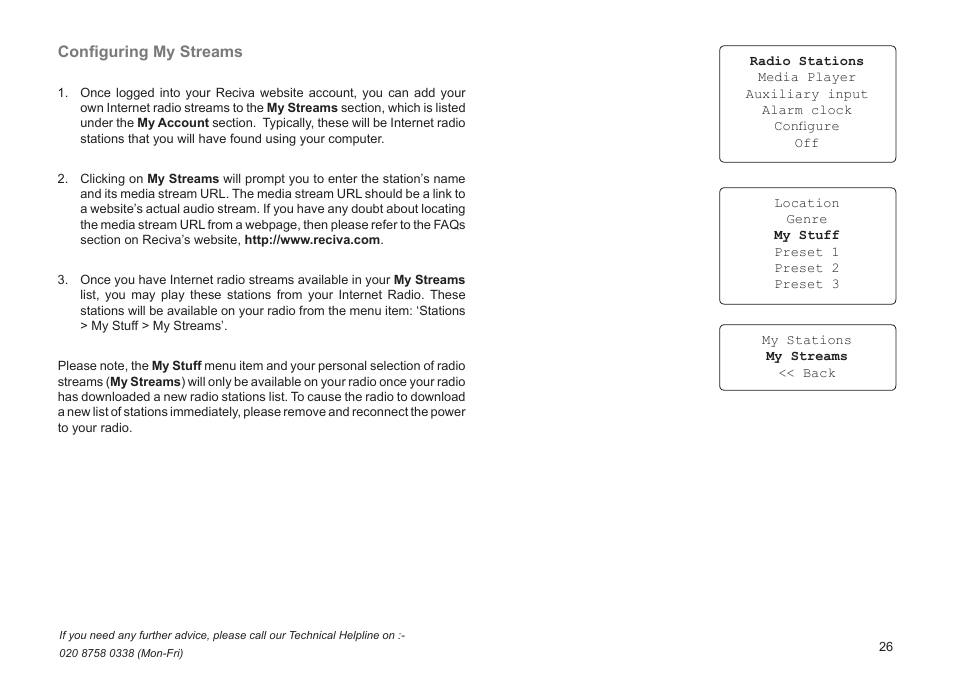 Conﬁguring my streams | Roberts Radio WM201 User Manual | Page 27 / 64