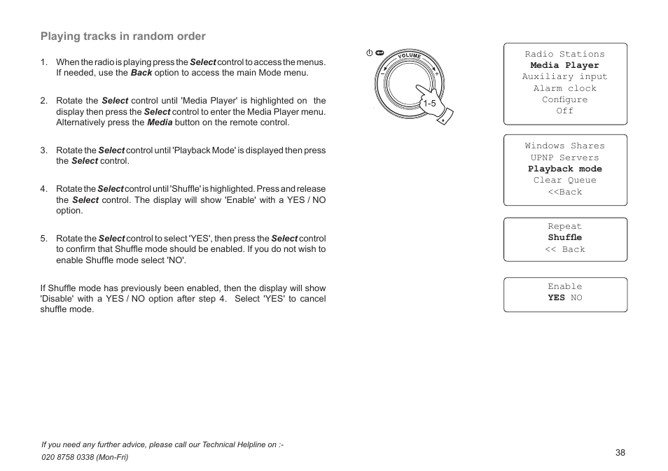 Playing tracks in random order | Roberts Radio WM201 User Manual | Page 39 / 64