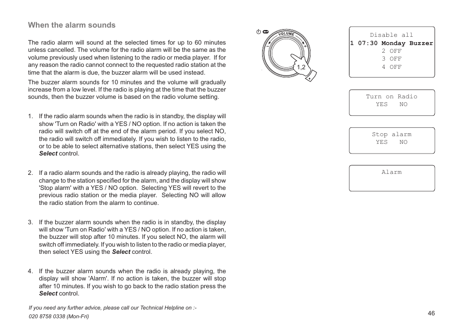 When the alarm sounds | Roberts Radio WM201 User Manual | Page 47 / 64