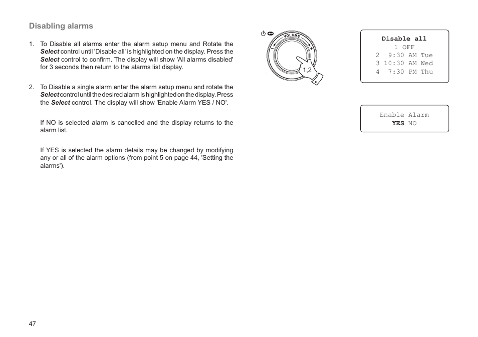 Disabling alarms | Roberts Radio WM201 User Manual | Page 48 / 64