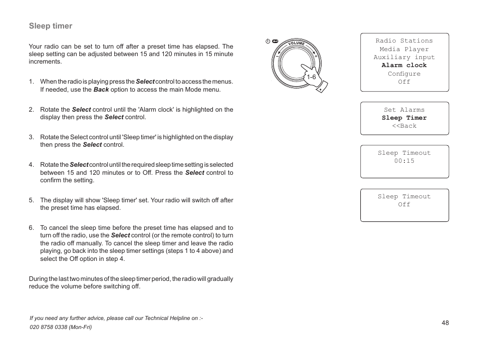 Sleep timer | Roberts Radio WM201 User Manual | Page 49 / 64