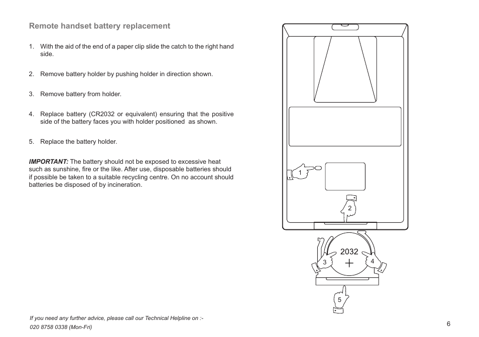 Remote handset battery replacement | Roberts Radio WM201 User Manual | Page 7 / 64