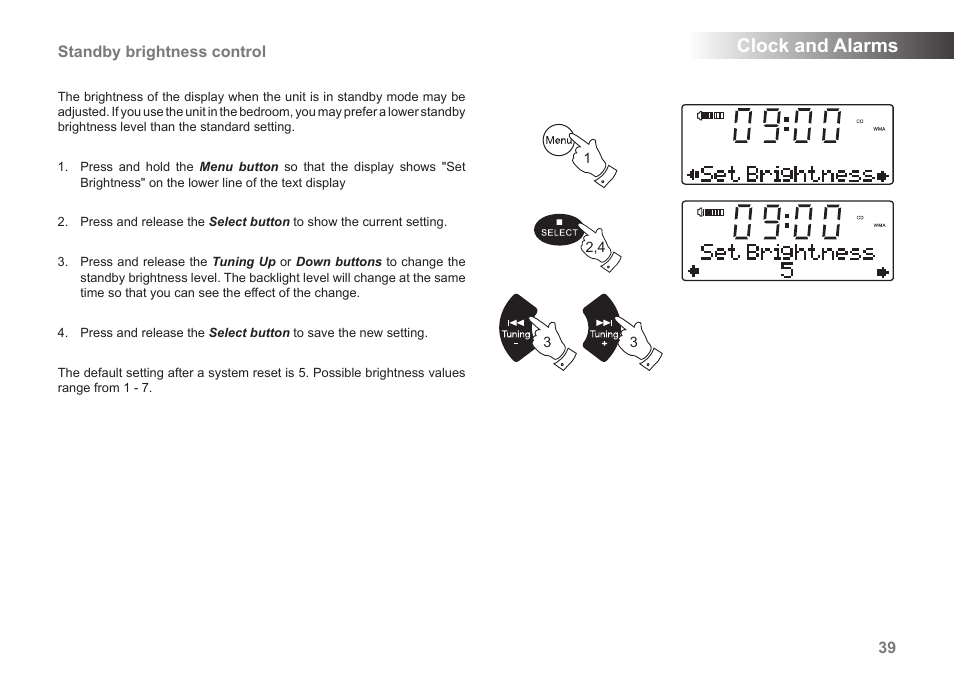 Clock and alarms | Roberts Radio MP-43 User Manual | Page 41 / 52