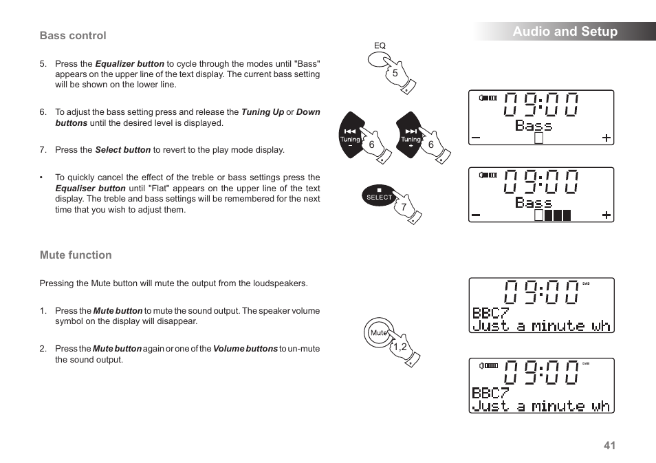 Audio and setup | Roberts Radio MP-43 User Manual | Page 43 / 52