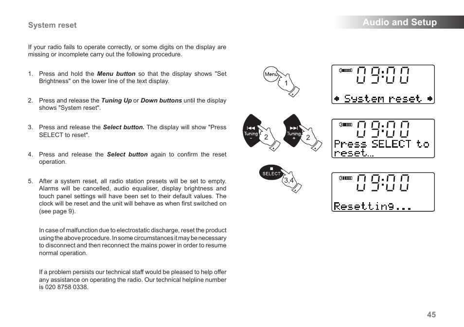 Audio and setup | Roberts Radio MP-43 User Manual | Page 47 / 52