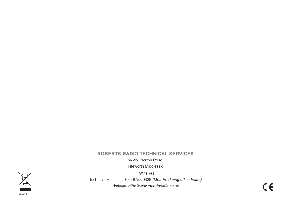 Roberts radio technical services | Roberts Radio Gemini 21 RD-21 User Manual | Page 28 / 28