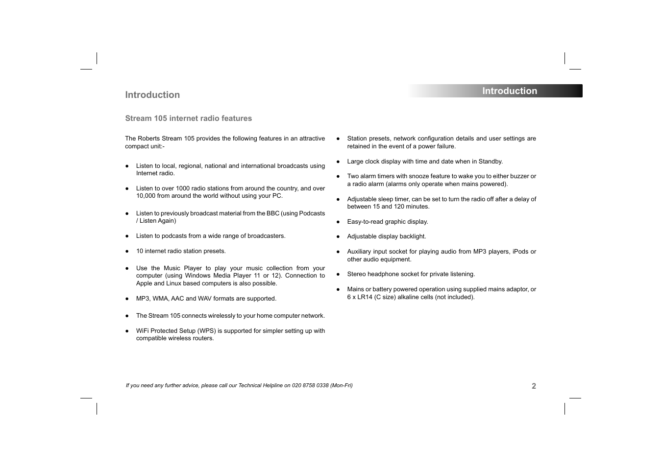 Introduction | Roberts Radio 105 User Manual | Page 3 / 76