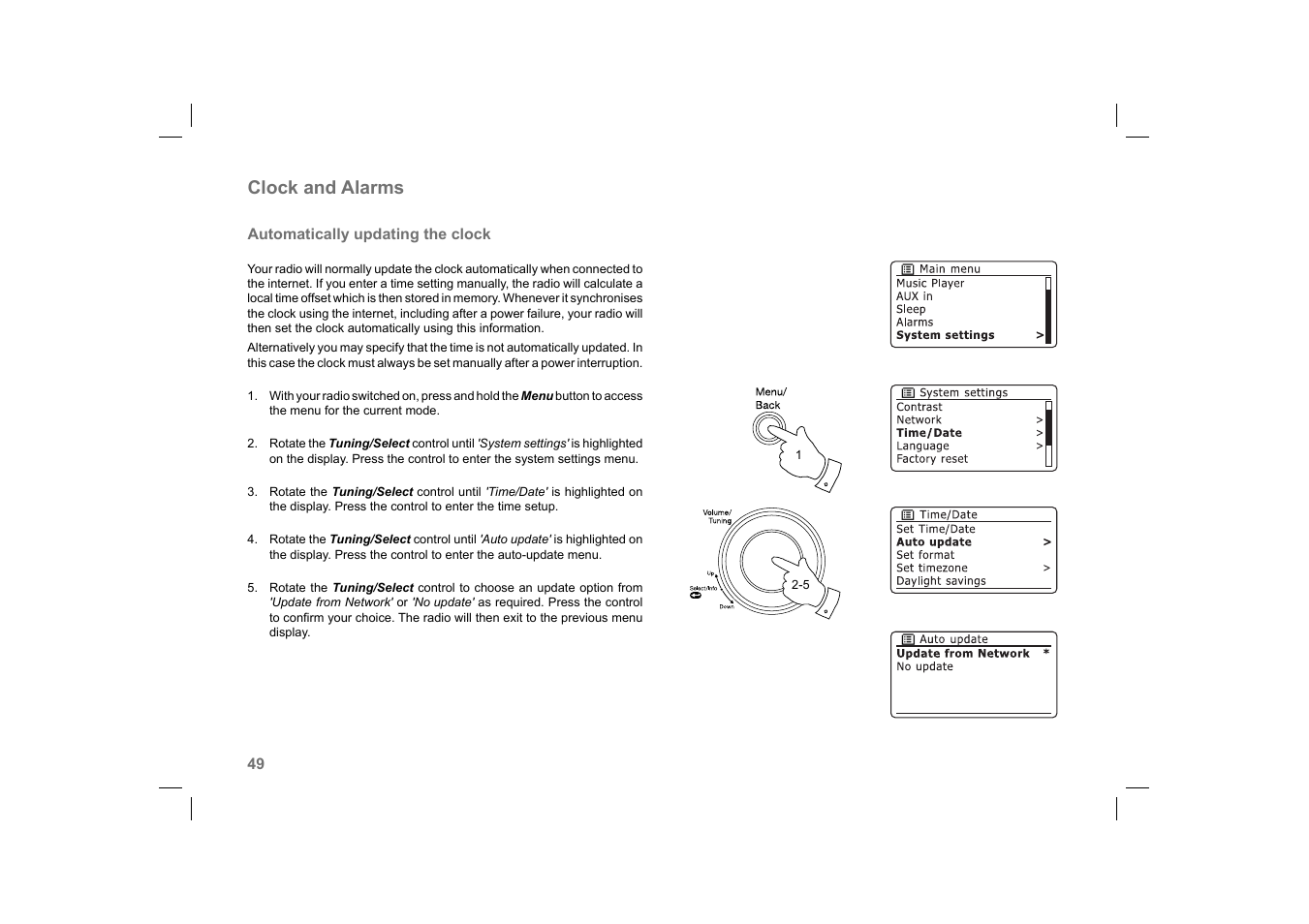 Clock and alarms | Roberts Radio 105 User Manual | Page 50 / 76