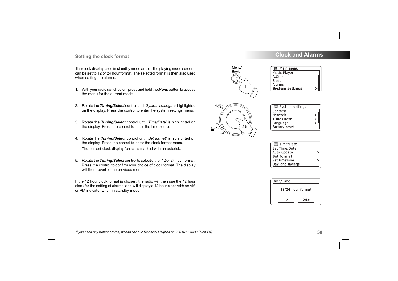 Clock and alarms | Roberts Radio 105 User Manual | Page 51 / 76