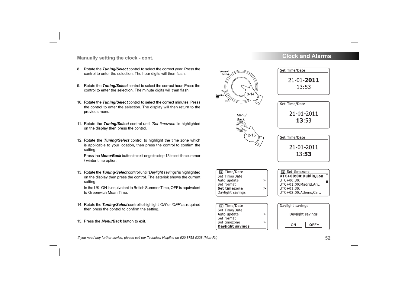 Clock and alarms | Roberts Radio 105 User Manual | Page 53 / 76