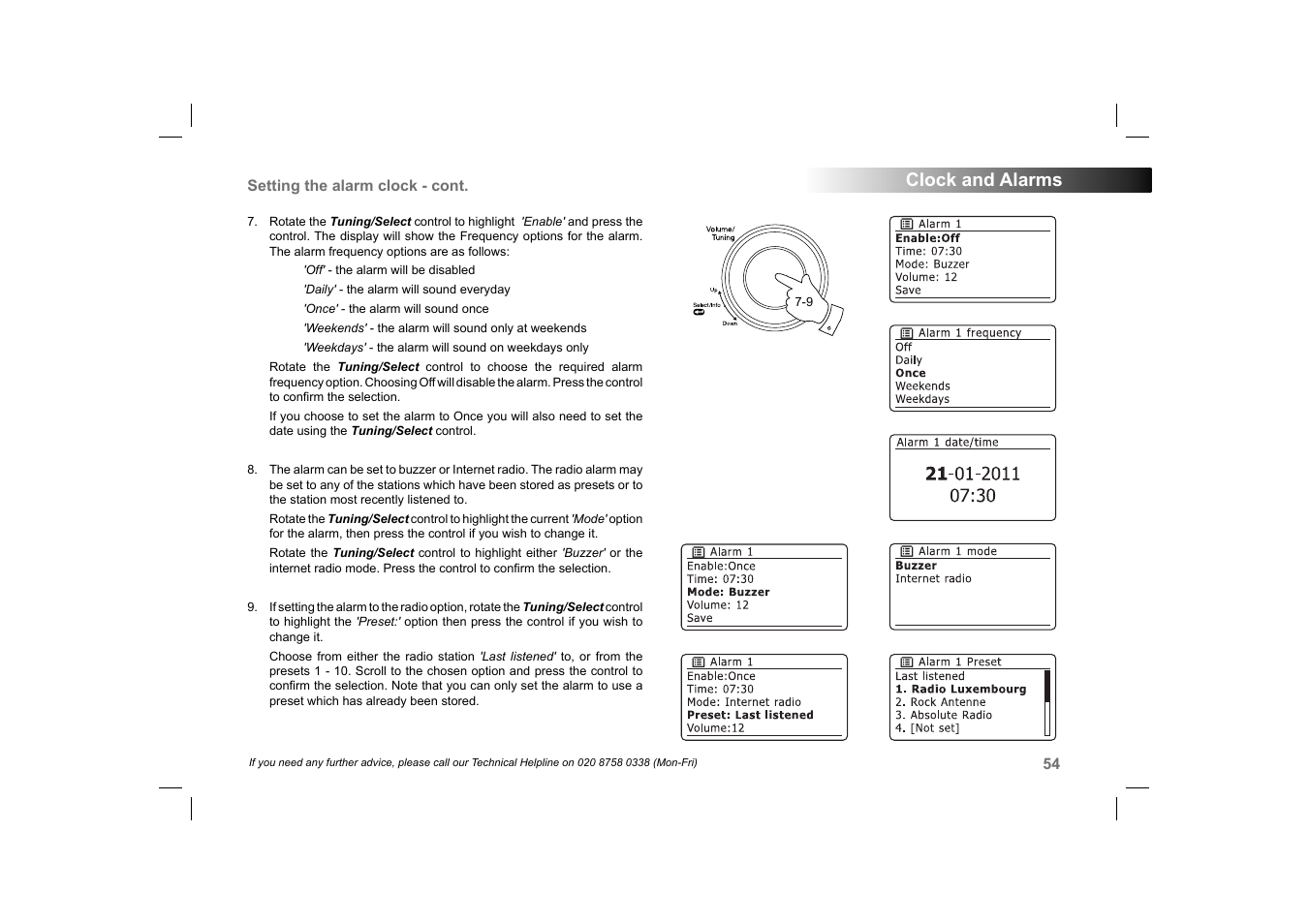 Clock and alarms | Roberts Radio 105 User Manual | Page 55 / 76