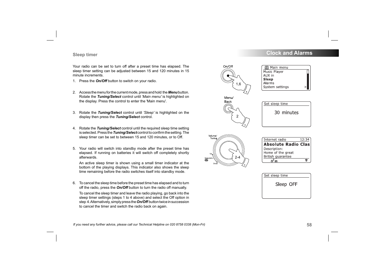 Clock and alarms | Roberts Radio 105 User Manual | Page 59 / 76