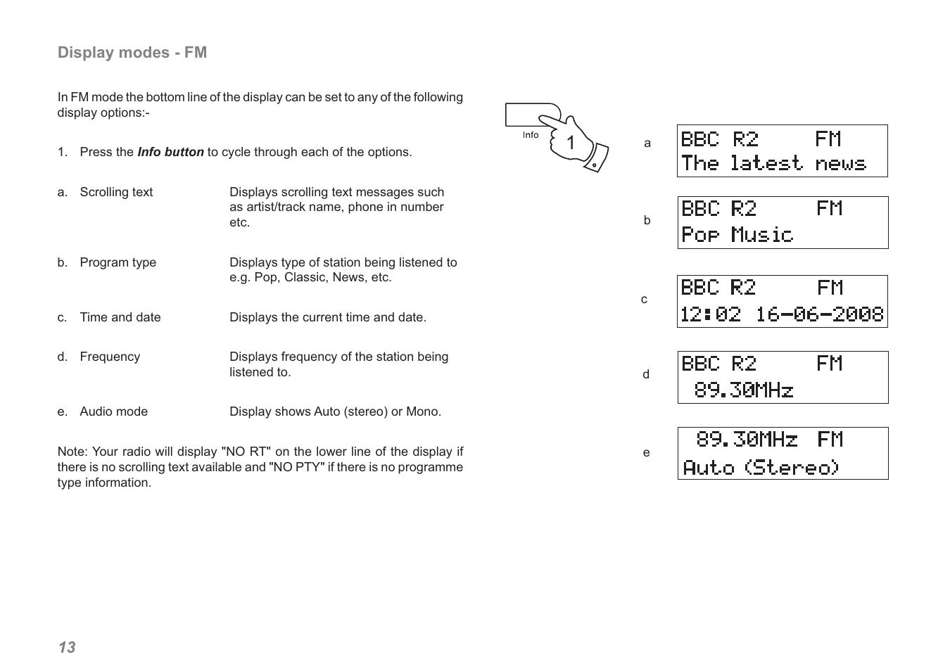 13 display modes - fm | Roberts Radio Revival RD-60 User Manual | Page 14 / 24