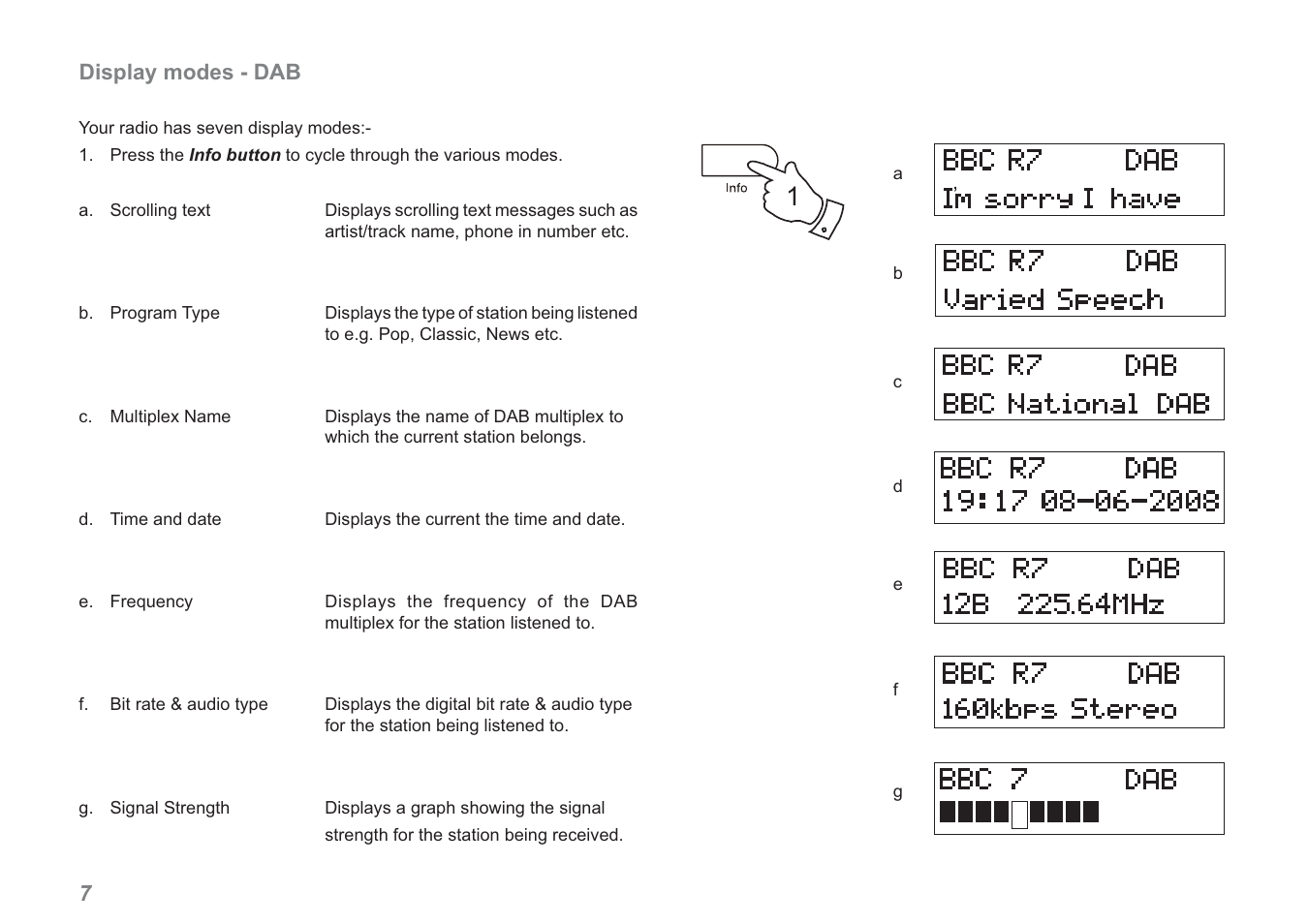 Display modes - dab | Roberts Radio Revival RD-60 User Manual | Page 8 / 24