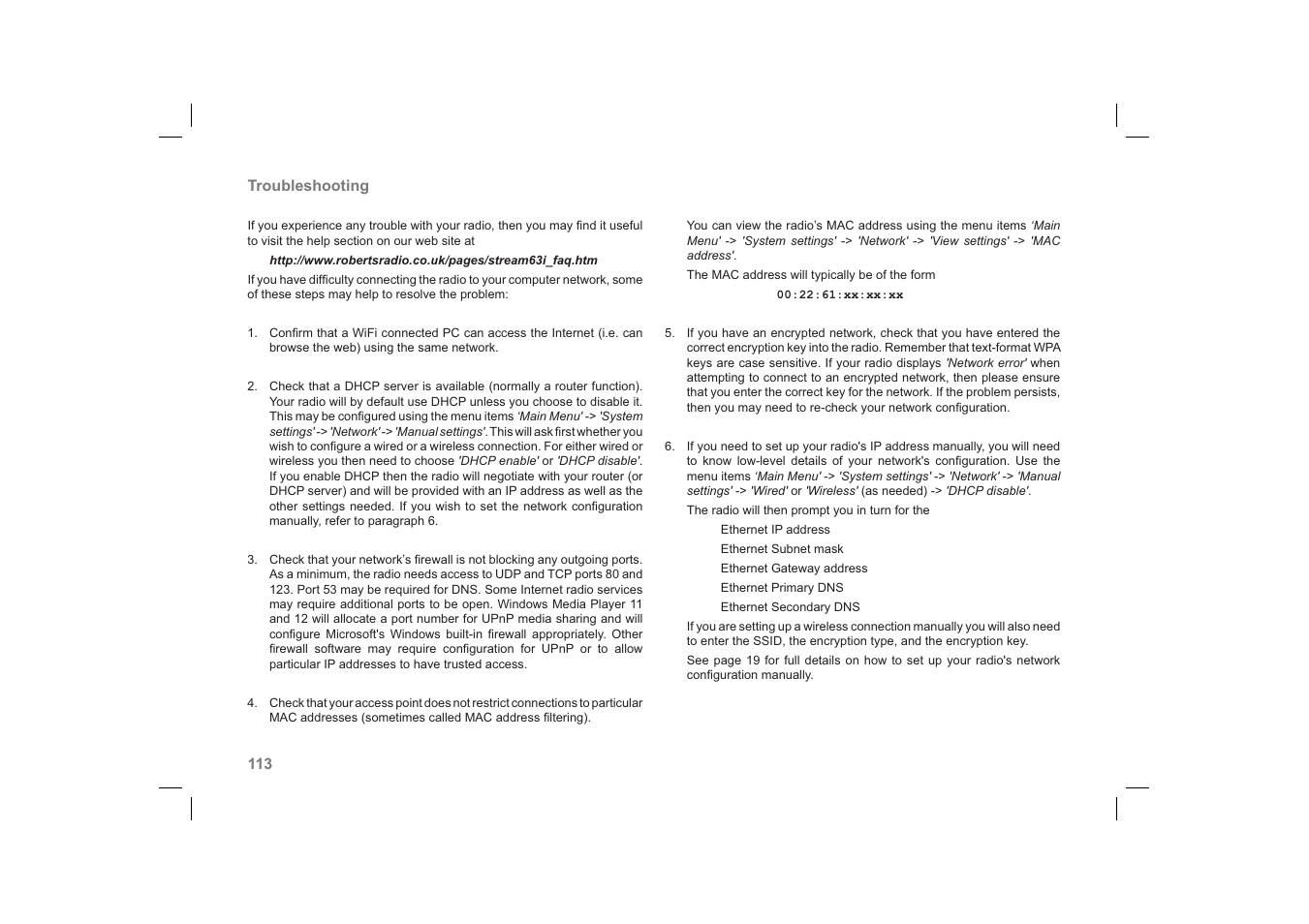 Roberts Radio 63I User Manual | Page 114 / 124