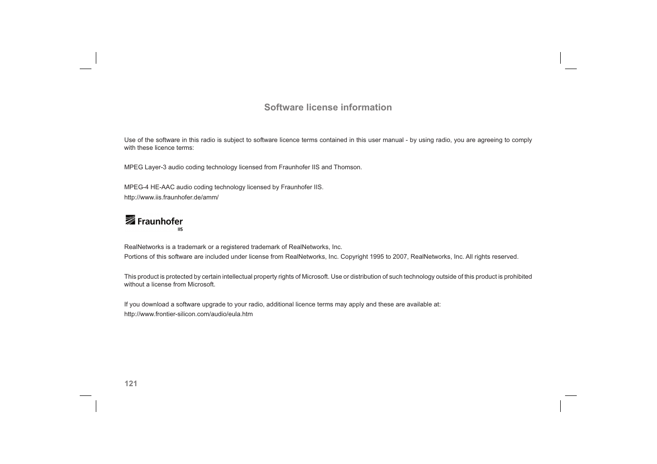 Software license information | Roberts Radio 63I User Manual | Page 122 / 124