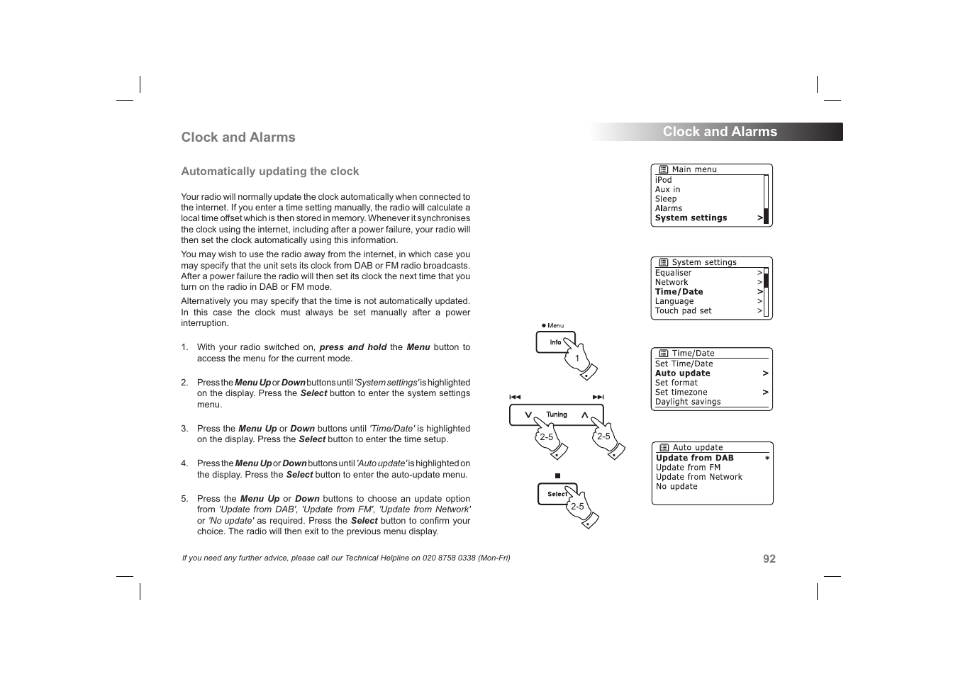 Clock and alarms | Roberts Radio 63I User Manual | Page 93 / 124
