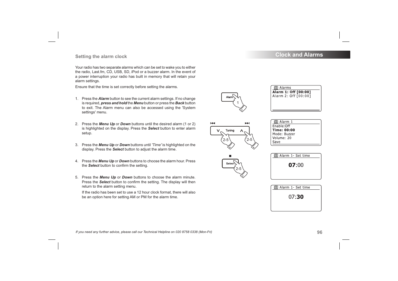 Clock and alarms | Roberts Radio 63I User Manual | Page 97 / 124