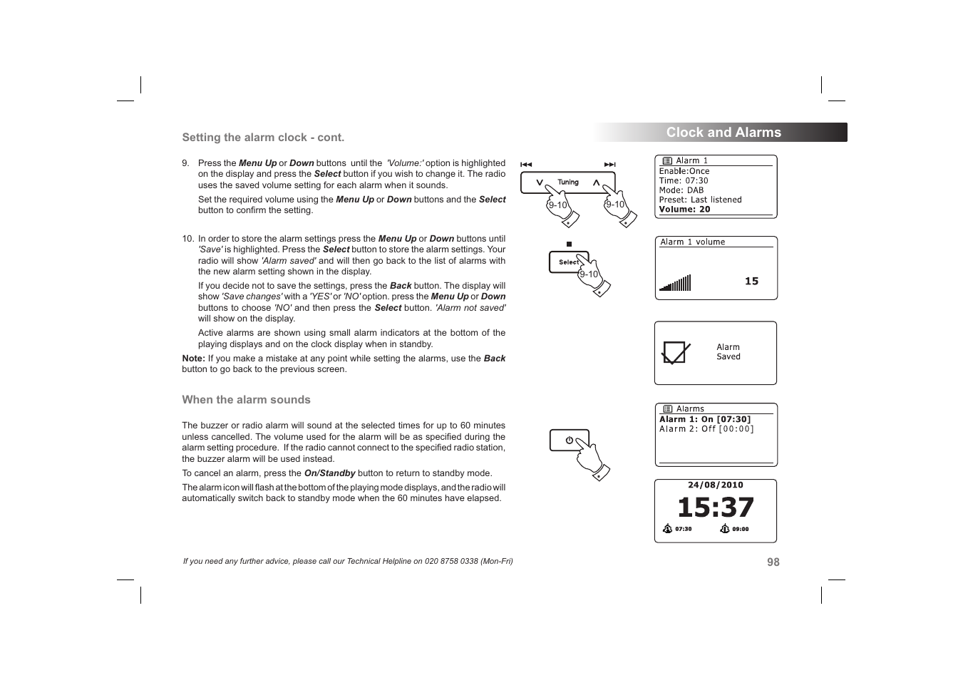 Clock and alarms | Roberts Radio 63I User Manual | Page 99 / 124