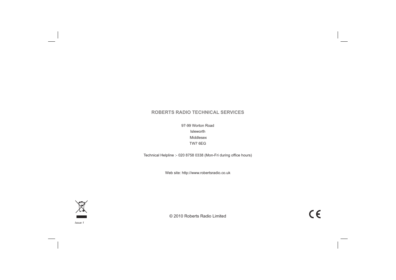 Roberts Radio 997 User Manual | Page 16 / 16