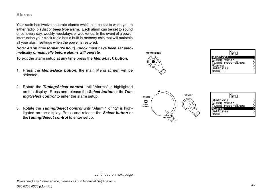 Alarms | Roberts Radio MP-30 User Manual | Page 43 / 64