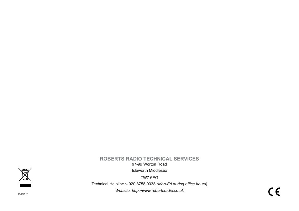 Roberts radio technical services | Roberts Radio MP-30 User Manual | Page 64 / 64