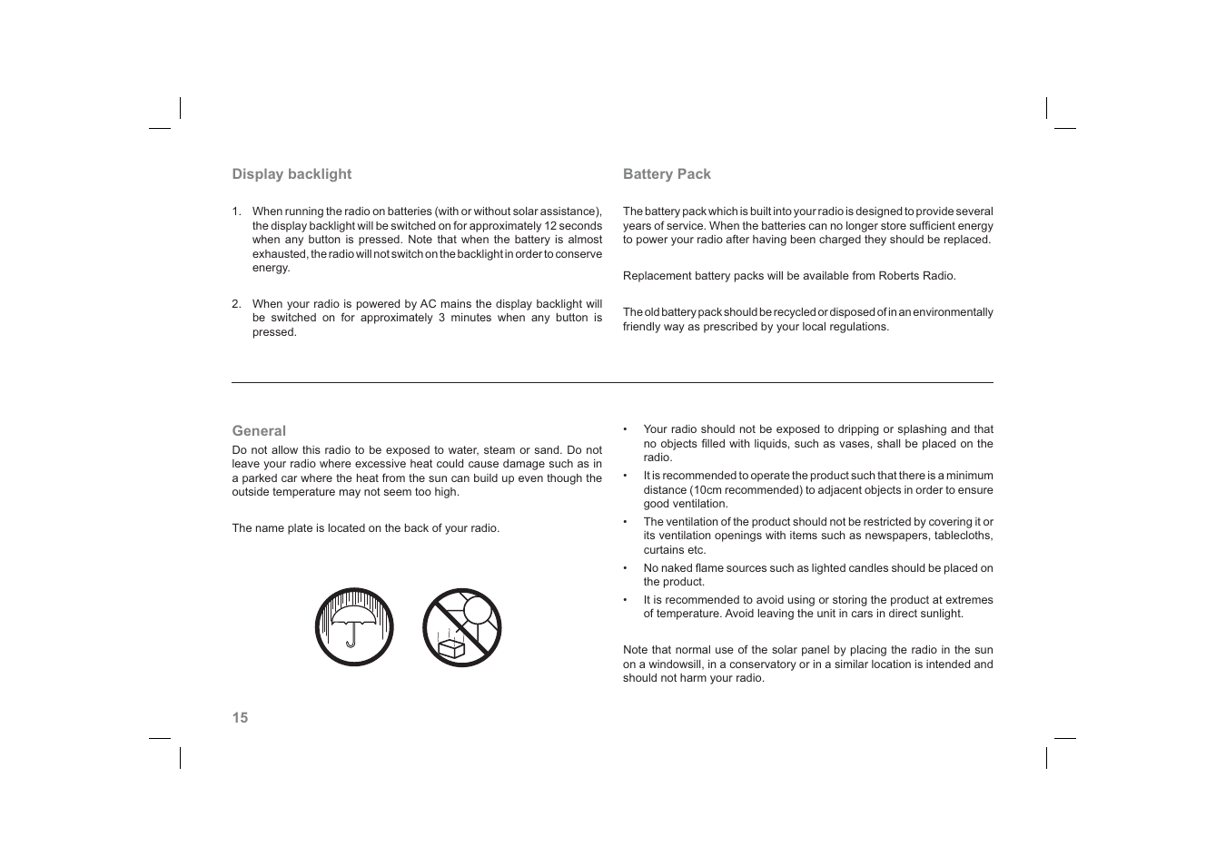 Roberts Radio SolarDAB Solar Powered DAB Radio User Manual | Page 16 / 20